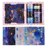 Space Theme Washi Tape Sets, 10 Rolls Washi Tapes with 10 Sheets Stickers, Designer Decorative Masking Tapes for DIY Crafts Arts Scrapbooking Bullet Journal Planner